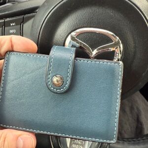 Rare Coach Blue with Pink Leather Card Case